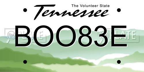 BOO83E Tennessee License Plate