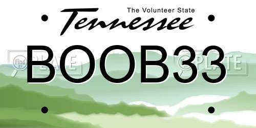 BOOB33 Tennessee License Plate