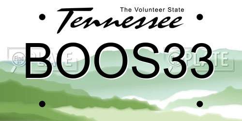 BOOS33 Tennessee License Plate