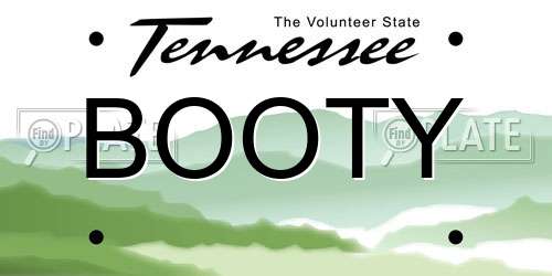 BOOTY Tennessee License Plate