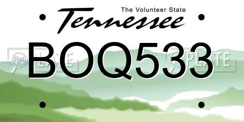 BOQ533 Tennessee License Plate