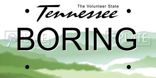 BORING Tennessee License Plate