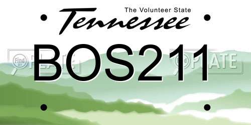 BOS211 Tennessee License Plate