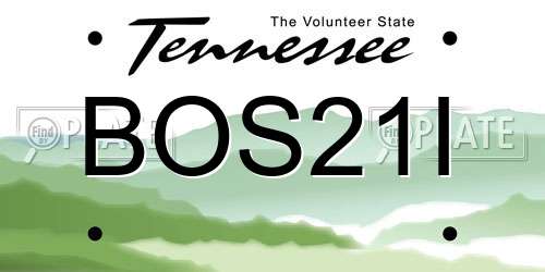 BOS21I Tennessee License Plate