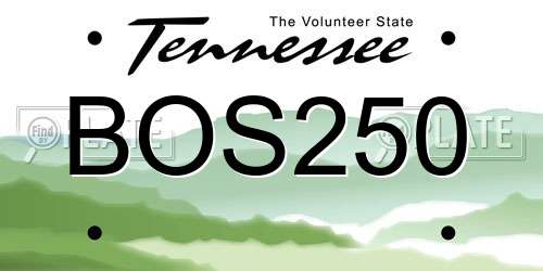 BOS250 Tennessee License Plate
