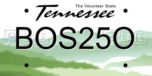 BOS25O Tennessee License Plate