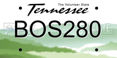 BOS280 Tennessee License Plate