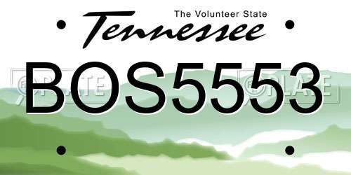 BOS5553 Tennessee License Plate
