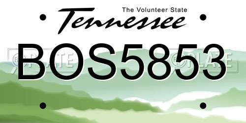 BOS5853 Tennessee License Plate