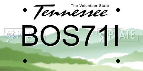 BOS71I Tennessee License Plate