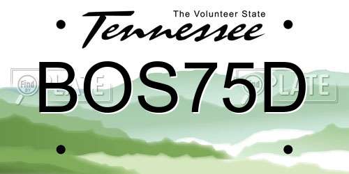 BOS75D Tennessee License Plate