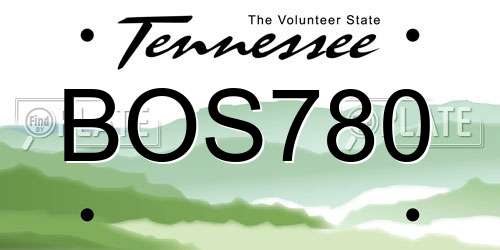 BOS780 Tennessee License Plate