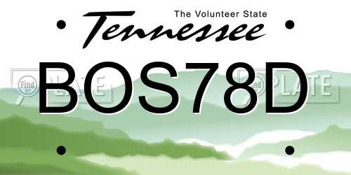 BOS78D Tennessee License Plate