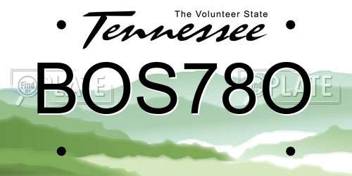 BOS78O Tennessee License Plate