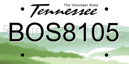 BOS8105 Tennessee License Plate