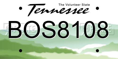 BOS8108 Tennessee License Plate