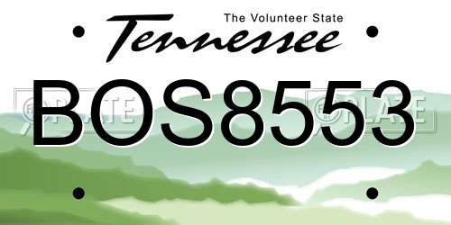 BOS8553 Tennessee License Plate