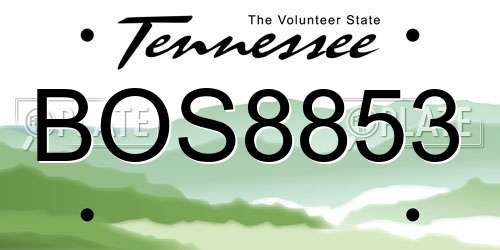 BOS8853 Tennessee License Plate