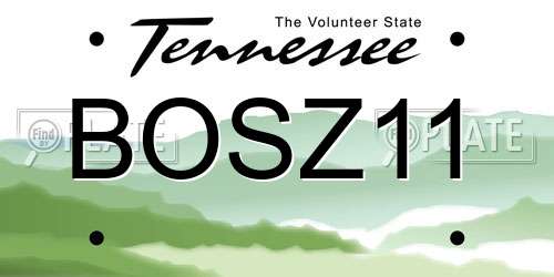 BOSZ11 Tennessee License Plate
