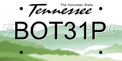 BOT31P Tennessee License Plate