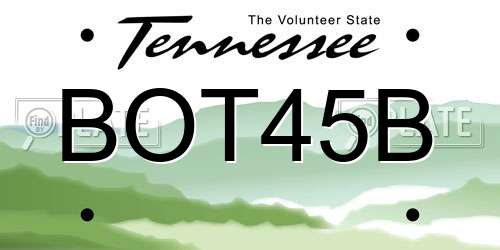 BOT45B Tennessee License Plate