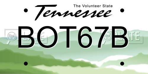 BOT67B Tennessee License Plate