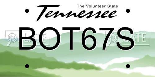BOT67S Tennessee License Plate