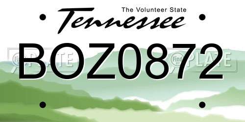 BOZ0872 Tennessee License Plate