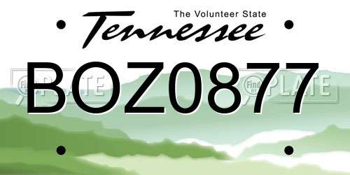 BOZ0877 Tennessee License Plate