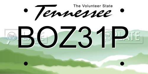 BOZ31P Tennessee License Plate