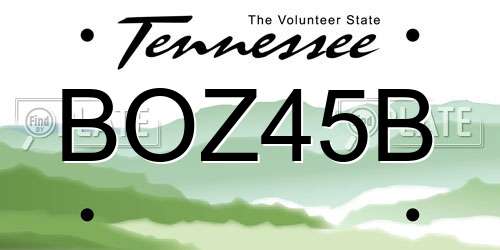 BOZ45B Tennessee License Plate