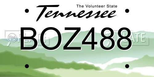 BOZ488 Tennessee License Plate