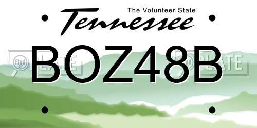 BOZ48B Tennessee License Plate