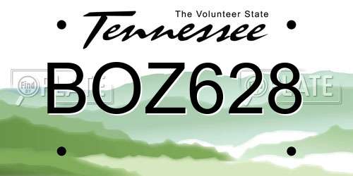 BOZ628 Tennessee License Plate