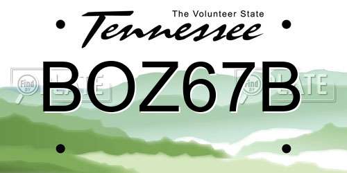 BOZ67B Tennessee License Plate