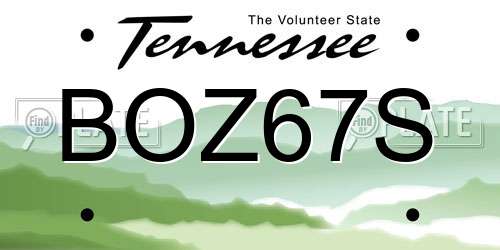 BOZ67S Tennessee License Plate