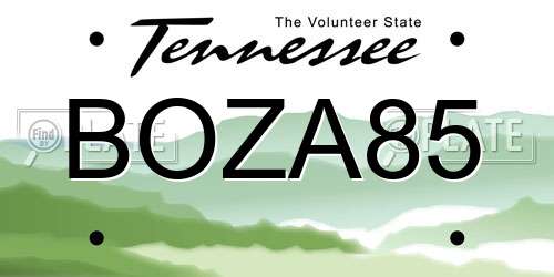 BOZA85 Tennessee License Plate