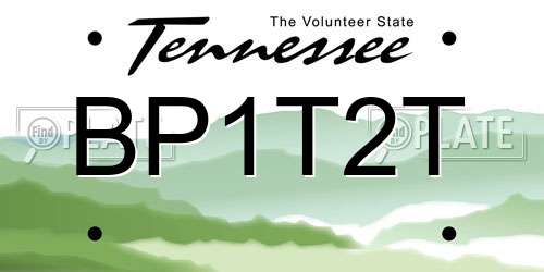 BP1T2T Tennessee License Plate