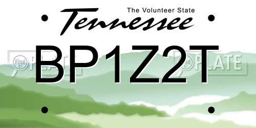 BP1Z2T Tennessee License Plate