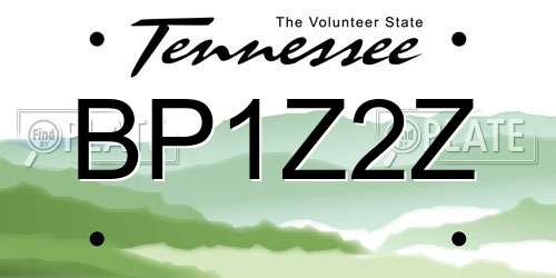 BP1Z2Z Tennessee License Plate