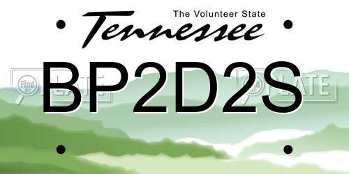 BP2D2S Tennessee License Plate