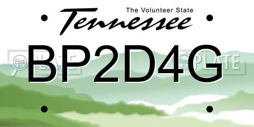 BP2D4G Tennessee License Plate