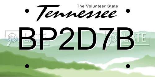 BP2D7B Tennessee License Plate
