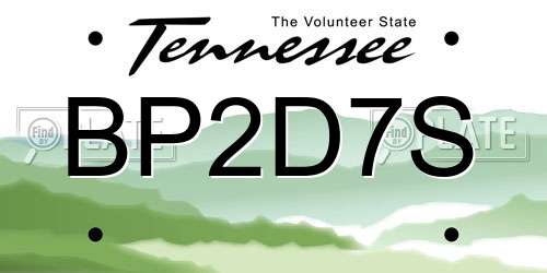 BP2D7S Tennessee License Plate