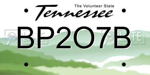 BP2O7B Tennessee License Plate