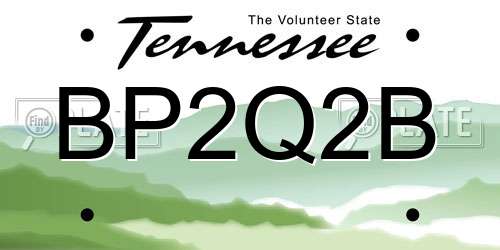 BP2Q2B Tennessee License Plate
