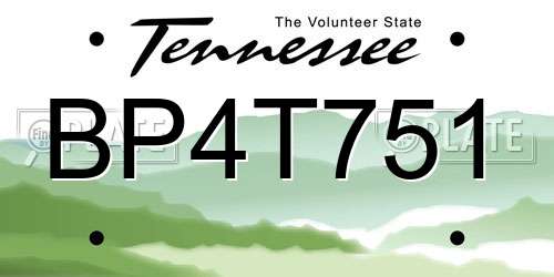 BP4T751 Tennessee License Plate