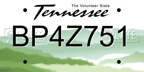 BP4Z751 Tennessee License Plate