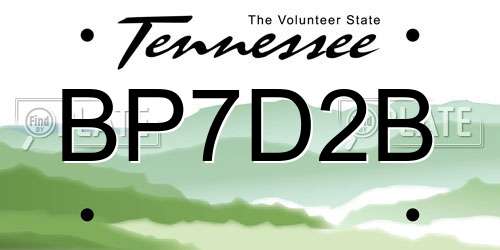 BP7D2B Tennessee License Plate