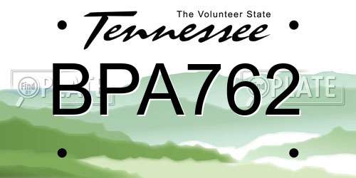 BPA762 Tennessee License Plate